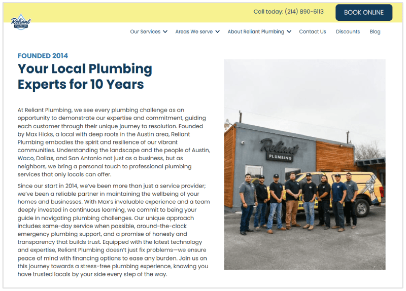 Reliant Plumbing example